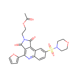 CC(=O)OCCN1C(=O)c2c(-c3ccco3)nc3ccc(S(=O)(=O)N4CCOCC4)cc3c2C1=O ZINC000013644553