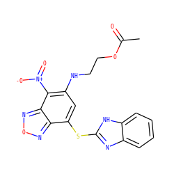 CC(=O)OCCNc1cc(Sc2nc3ccccc3[nH]2)c2nonc2c1[N+](=O)[O-] ZINC000008683028