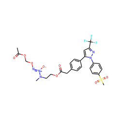 CC(=O)OCO/N=[N+](\[O-])N(C)CCOC(=O)Cc1ccc(-c2cc(C(F)(F)F)nn2-c2ccc(S(C)(=O)=O)cc2)cc1 ZINC000049679060