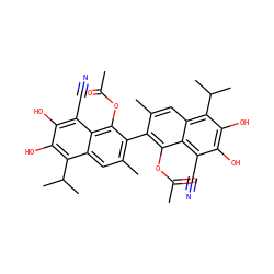 CC(=O)Oc1c(-c2c(C)cc3c(C(C)C)c(O)c(O)c(C#N)c3c2OC(C)=O)c(C)cc2c(C(C)C)c(O)c(O)c(C#N)c12 ZINC000029475093