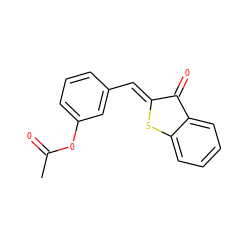 CC(=O)Oc1cccc(/C=C2\Sc3ccccc3C2=O)c1 ZINC000013110433