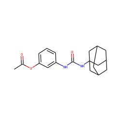 CC(=O)Oc1cccc(NC(=O)NC23CC4CC(CC(C4)C2)C3)c1 ZINC000040916604