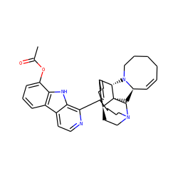 CC(=O)Oc1cccc2c1[nH]c1c(C3=C/C4=C/C/C=C\CCCCN5CC[C@@H]3[C@]3(C[C@@H]6C=CCCCCN6[C@@H]43)C5)nccc12 ZINC000101127235