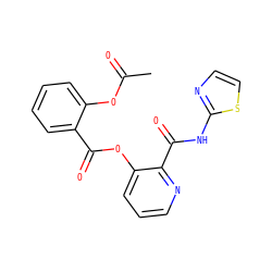 CC(=O)Oc1ccccc1C(=O)Oc1cccnc1C(=O)Nc1nccs1 ZINC000013521957