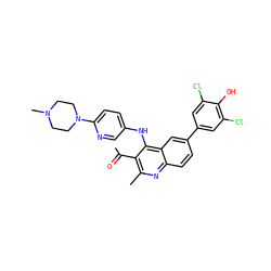 CC(=O)c1c(C)nc2ccc(-c3cc(Cl)c(O)c(Cl)c3)cc2c1Nc1ccc(N2CCN(C)CC2)nc1 ZINC000203796028