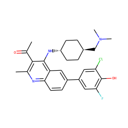 CC(=O)c1c(C)nc2ccc(-c3cc(F)c(O)c(Cl)c3)cc2c1N[C@H]1CC[C@H](CN(C)C)CC1 ZINC000473182976
