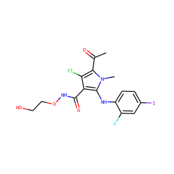 CC(=O)c1c(Cl)c(C(=O)NOCCO)c(Nc2ccc(I)cc2F)n1C ZINC000053244056
