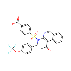 CC(=O)c1c(N(Cc2ccc(OC(F)(F)F)cc2)S(=O)(=O)c2ccc(C(=O)O)cc2)ncc2ccccc12 ZINC000203766371