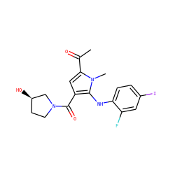 CC(=O)c1cc(C(=O)N2CC[C@@H](O)C2)c(Nc2ccc(I)cc2F)n1C ZINC000053276505