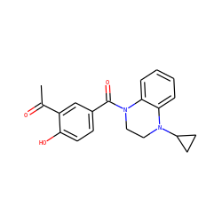CC(=O)c1cc(C(=O)N2CCN(C3CC3)c3ccccc32)ccc1O ZINC000169350460