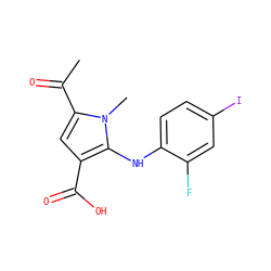 CC(=O)c1cc(C(=O)O)c(Nc2ccc(I)cc2F)n1C ZINC000053298071