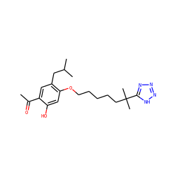 CC(=O)c1cc(CC(C)C)c(OCCCCCC(C)(C)c2nnn[nH]2)cc1O ZINC000103263467