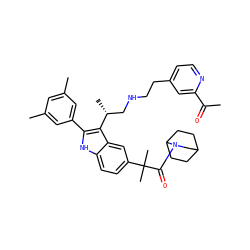 CC(=O)c1cc(CCNC[C@@H](C)c2c(-c3cc(C)cc(C)c3)[nH]c3ccc(C(C)(C)C(=O)N4CC5CCC4CC5)cc23)ccn1 ZINC000026982312