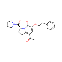 CC(=O)c1cc(OCCc2ccccc2)c(=O)n2c1CC[C@H]2C(=O)N1CCCC1 ZINC000040404018