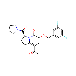 CC(=O)c1cc(OCc2cc(F)cc(F)c2)c(=O)n2c1CC[C@H]2C(=O)N1CCCC1 ZINC000040934230