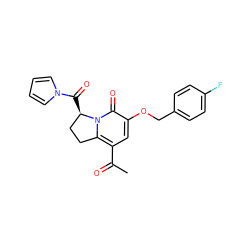 CC(=O)c1cc(OCc2ccc(F)cc2)c(=O)n2c1CC[C@H]2C(=O)n1cccc1 ZINC000040917933