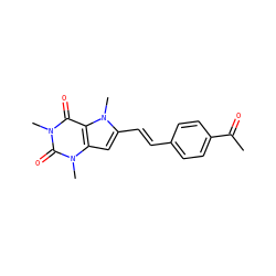 CC(=O)c1ccc(/C=C/c2cc3c(c(=O)n(C)c(=O)n3C)n2C)cc1 ZINC000095598078