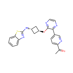CC(=O)c1ccc(-c2nccnc2O[C@H]2C[C@H](Nc3nc4ccccc4s3)C2)cn1 ZINC000146112126