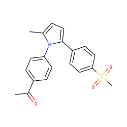 CC(=O)c1ccc(-n2c(C)ccc2-c2ccc(S(C)(=O)=O)cc2)cc1 ZINC000013762067