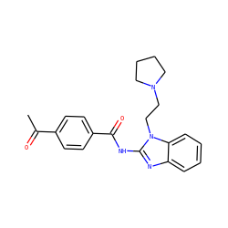 CC(=O)c1ccc(C(=O)Nc2nc3ccccc3n2CCN2CCCC2)cc1 ZINC000299869084