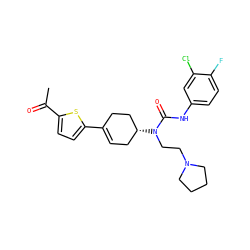 CC(=O)c1ccc(C2=CC[C@@H](N(CCN3CCCC3)C(=O)Nc3ccc(F)c(Cl)c3)CC2)s1 ZINC000028650259