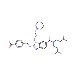 CC(=O)c1ccc(CNc2nc3ccc(C(=O)N(CCC(C)C)CCC(C)C)cc3n2CCCN2CCCCC2)cc1 ZINC000028823427