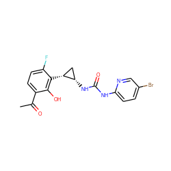 CC(=O)c1ccc(F)c([C@@H]2C[C@@H]2NC(=O)Nc2ccc(Br)cn2)c1O ZINC000005833532
