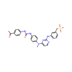 CC(=O)c1ccc(NC(=O)Nc2ccc(N(C)c3ccnc(Nc4cccc(CS(C)(=O)=O)c4)n3)cc2)cc1 ZINC000014945143