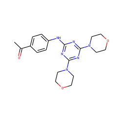 CC(=O)c1ccc(Nc2nc(N3CCOCC3)nc(N3CCOCC3)n2)cc1 ZINC000000844809