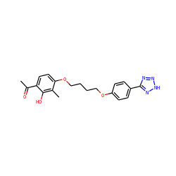 CC(=O)c1ccc(OCCCCOc2ccc(-c3nn[nH]n3)cc2)c(C)c1O ZINC000013582291