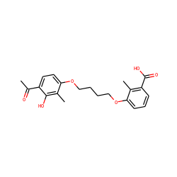 CC(=O)c1ccc(OCCCCOc2cccc(C(=O)O)c2C)c(C)c1O ZINC000169351432