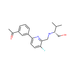 CC(=O)c1cccc(-c2ccc(F)c(CN[C@@H](CO)C(C)C)n2)c1 ZINC000204412878