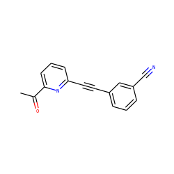 CC(=O)c1cccc(C#Cc2cccc(C#N)c2)n1 ZINC000084731094