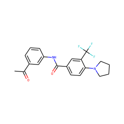 CC(=O)c1cccc(NC(=O)c2ccc(N3CCCC3)c(C(F)(F)F)c2)c1 ZINC000066078777