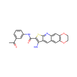 CC(=O)c1cccc(NC(=O)c2sc3nc4cc5c(cc4cc3c2N)OCCO5)c1 ZINC000013503459