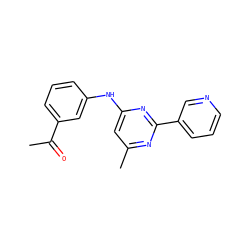CC(=O)c1cccc(Nc2cc(C)nc(-c3cccnc3)n2)c1 ZINC000220937913