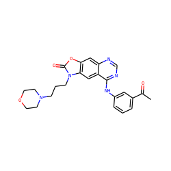 CC(=O)c1cccc(Nc2ncnc3cc4oc(=O)n(CCCN5CCOCC5)c4cc23)c1 ZINC000084711832