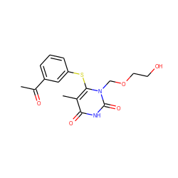 CC(=O)c1cccc(Sc2c(C)c(=O)[nH]c(=O)n2COCCO)c1 ZINC000006520147