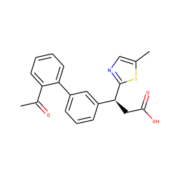CC(=O)c1ccccc1-c1cccc([C@H](CC(=O)O)c2ncc(C)s2)c1 ZINC001772585625