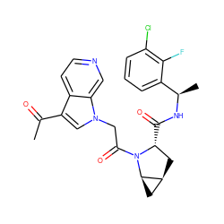 CC(=O)c1cn(CC(=O)N2[C@H](C(=O)N[C@H](C)c3cccc(Cl)c3F)C[C@H]3C[C@H]32)c2cnccc12 ZINC000148369978