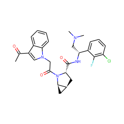 CC(=O)c1cn(CC(=O)N2[C@H](C(=O)N[C@H](CN(C)C)c3cccc(Cl)c3F)C[C@H]3C[C@H]32)c2ccccc12 ZINC000473159253