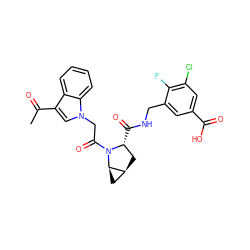 CC(=O)c1cn(CC(=O)N2[C@H](C(=O)NCc3cc(C(=O)O)cc(Cl)c3F)C[C@H]3C[C@H]32)c2ccccc12 ZINC000148175195