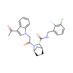 CC(=O)c1cn(CC(=O)N2[C@H](C(=O)NCc3cccc(Cl)c3F)[C@H]3CC[C@@H]2C3)c2ccccc12 ZINC000148007192