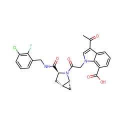 CC(=O)c1cn(CC(=O)N2[C@H](C(=O)NCc3cccc(Cl)c3F)C[C@H]3C[C@H]32)c2c(C(=O)O)cccc12 ZINC000148058170