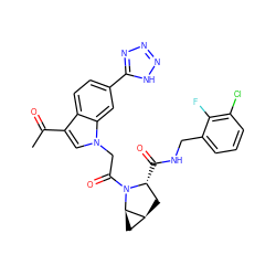 CC(=O)c1cn(CC(=O)N2[C@H](C(=O)NCc3cccc(Cl)c3F)C[C@H]3C[C@H]32)c2cc(-c3nnn[nH]3)ccc12 ZINC000148305038