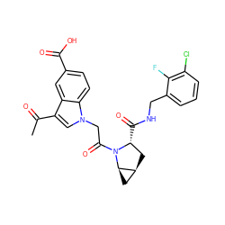 CC(=O)c1cn(CC(=O)N2[C@H](C(=O)NCc3cccc(Cl)c3F)C[C@H]3C[C@H]32)c2ccc(C(=O)O)cc12 ZINC000147996953