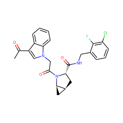 CC(=O)c1cn(CC(=O)N2[C@H](C(=O)NCc3cccc(Cl)c3F)C[C@H]3C[C@H]32)c2ccccc12 ZINC000148334528