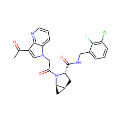 CC(=O)c1cn(CC(=O)N2[C@H](C(=O)NCc3cccc(Cl)c3F)C[C@H]3C[C@H]32)c2cccnc12 ZINC000148328007