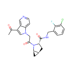 CC(=O)c1cn(CC(=O)N2[C@H](C(=O)NCc3cccc(Cl)c3F)C[C@H]3C[C@H]32)c2ccncc12 ZINC000148321128
