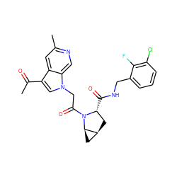 CC(=O)c1cn(CC(=O)N2[C@H](C(=O)NCc3cccc(Cl)c3F)C[C@H]3C[C@H]32)c2cnc(C)cc12 ZINC000143908764